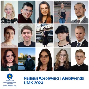 kolaż zdjęć portretowych 15 najlepszych absolwentów i absolwentek UMK. Kliknij, aby powiększyć zdjęcie.